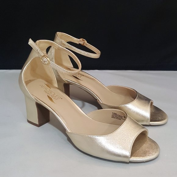 A2 BY AEROSOLES OOHLALA GOLD LEATHER WOMEN'S SHOES - Picture 1 of 5